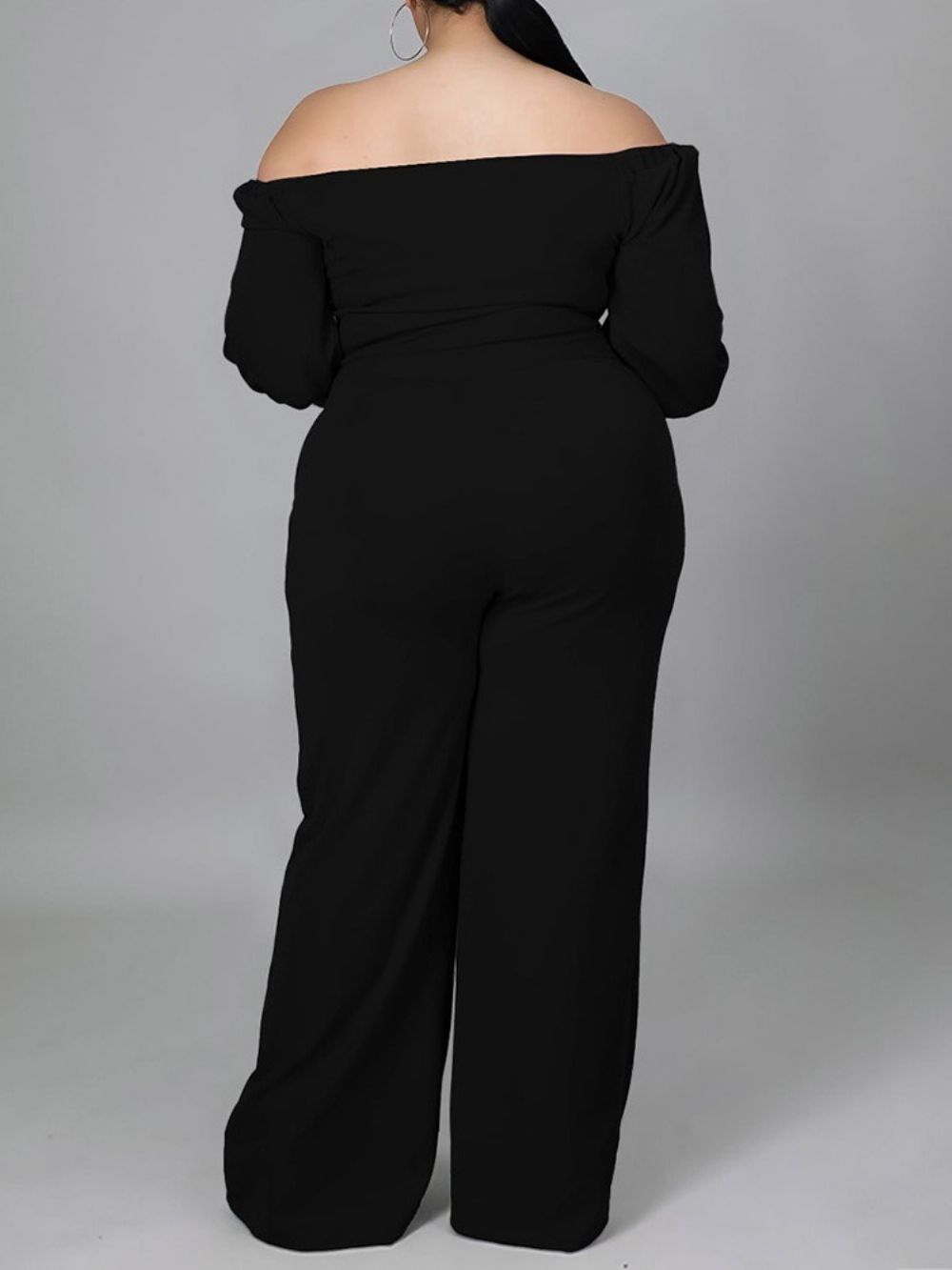 Plus maat Effen Veter Jumpsuit Met Hoge Taille En Volledige Lengte