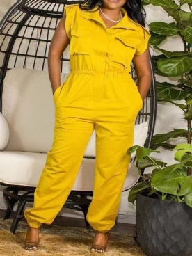 Potloodbroek Met Volledige Lengte En Effen Zak Slanke Jumpsuit