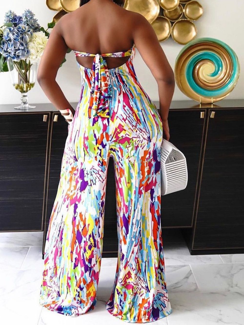 Print Full Length Mode Wijde Benen Slanke Damesjumpsuit