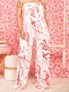 Print Full Length Office Lady Dames-Jumpsuit Met Wijde Pijpen En Wijde Pijpen