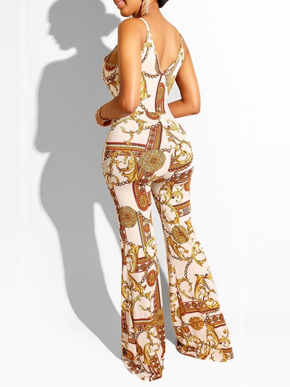 Print Sexy Volle Lengte Slanke Mid-Taille Jumpsuit