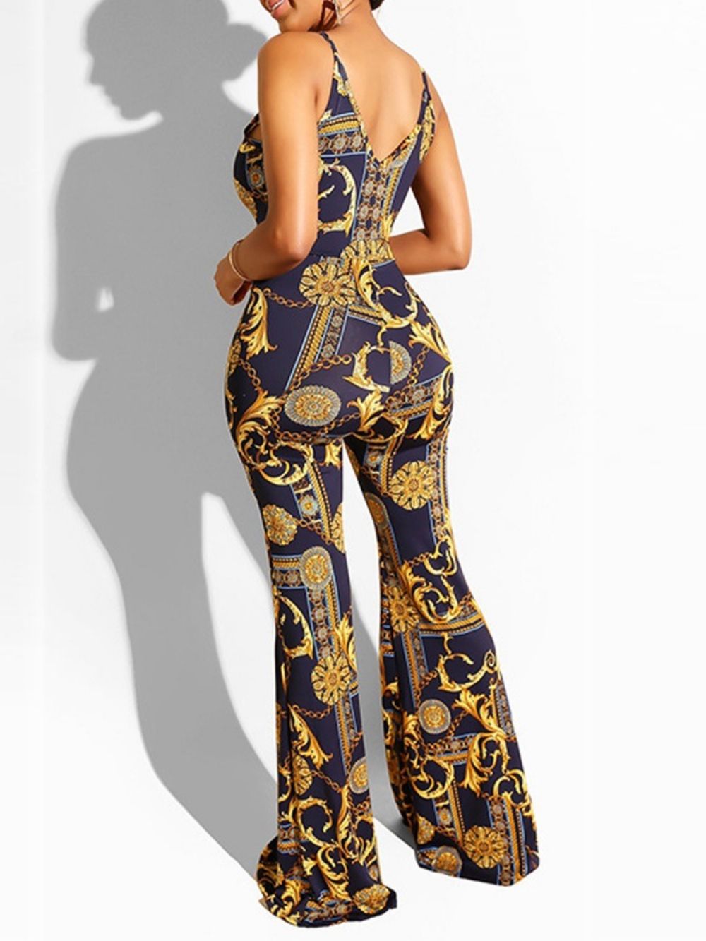 Print Sexy Volle Lengte Slanke Mid-Taille Jumpsuit