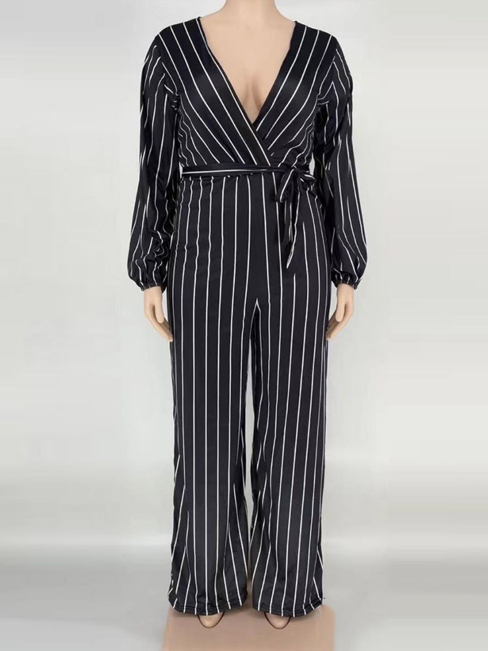 Rechte Jumpsuit Met Hoge Taille En Westerse Strepenprint