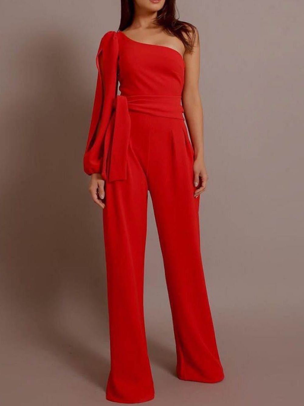 Rechte Slanke Jumpsuit Dames Met Veters Over De Volledige Lengte