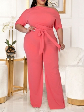 Ruglooze Effen Westerse Losse Mid Waist Jumpsuit Dames