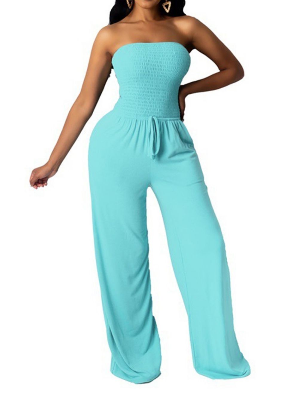 Sexy Backless Effen Mid Waist Losse Jumpsuit