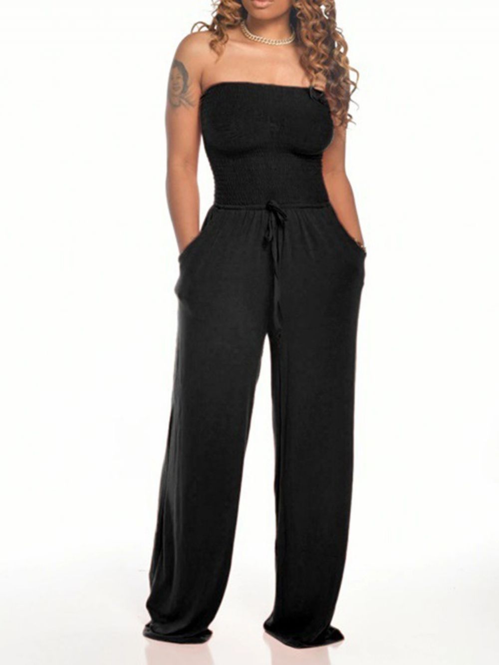 Sexy Backless Effen Mid Waist Losse Jumpsuit