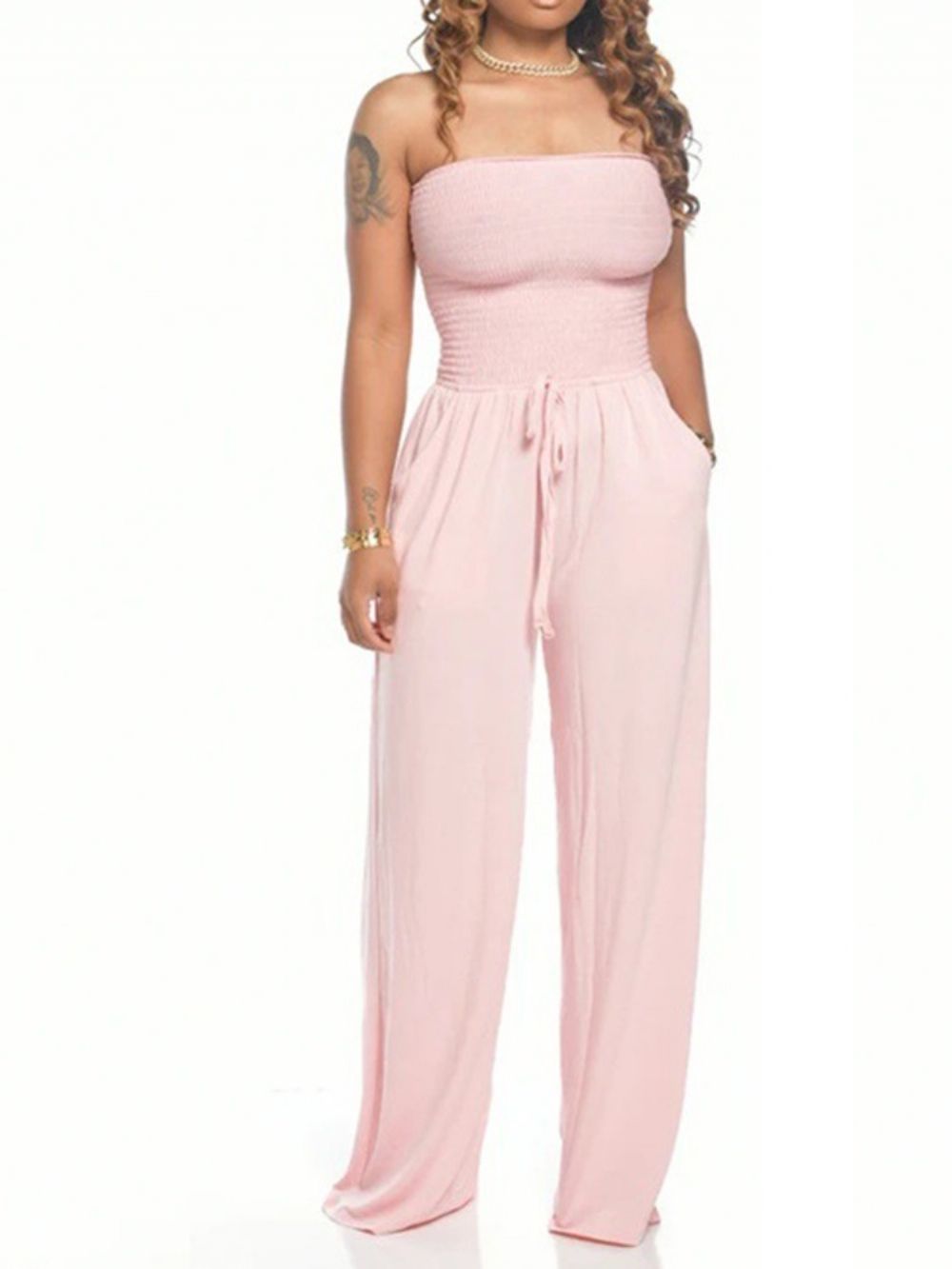 Sexy Backless Effen Mid Waist Losse Jumpsuit