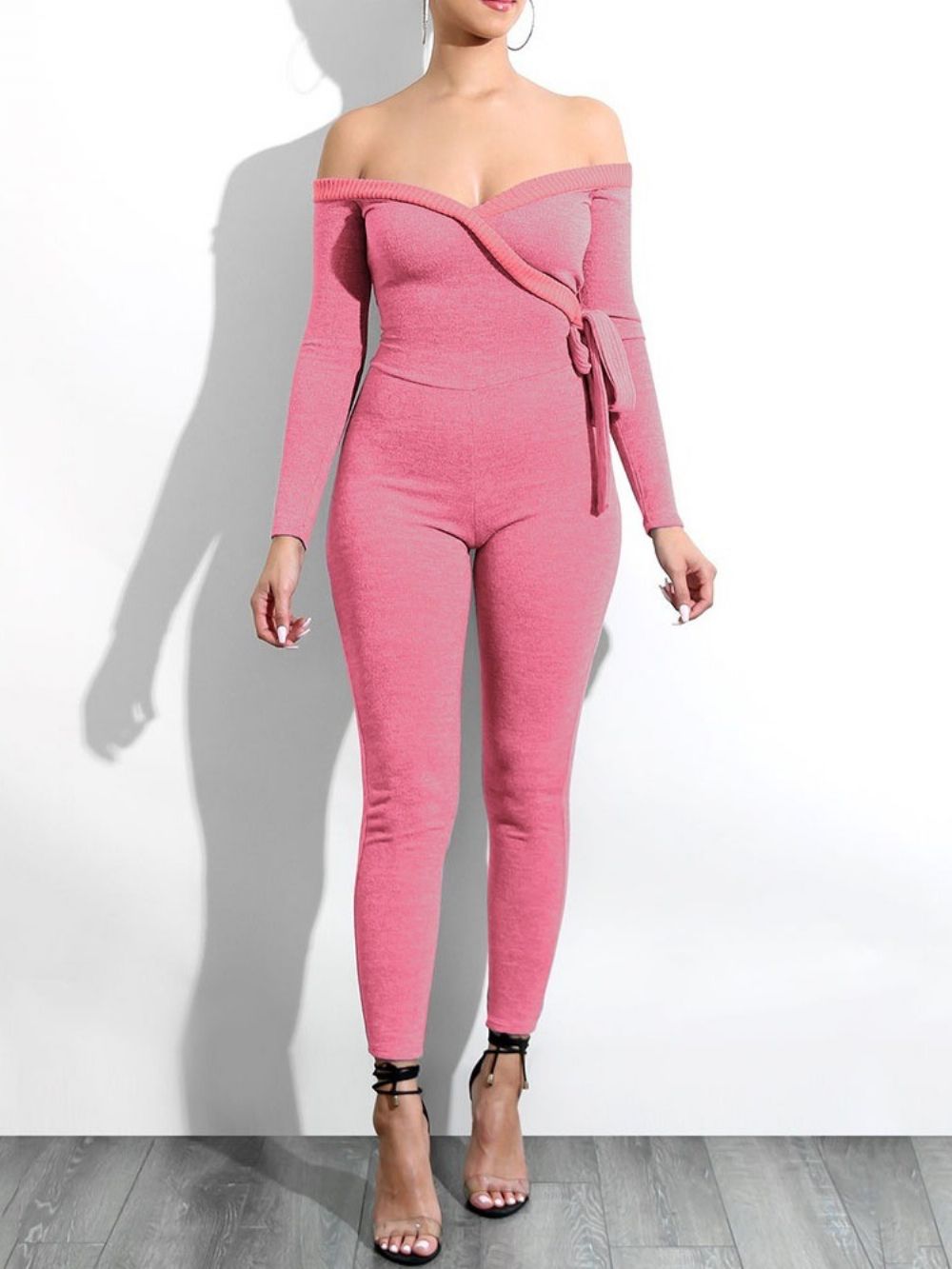 Sexy Effen Skinny Jumpsuit Met Veters