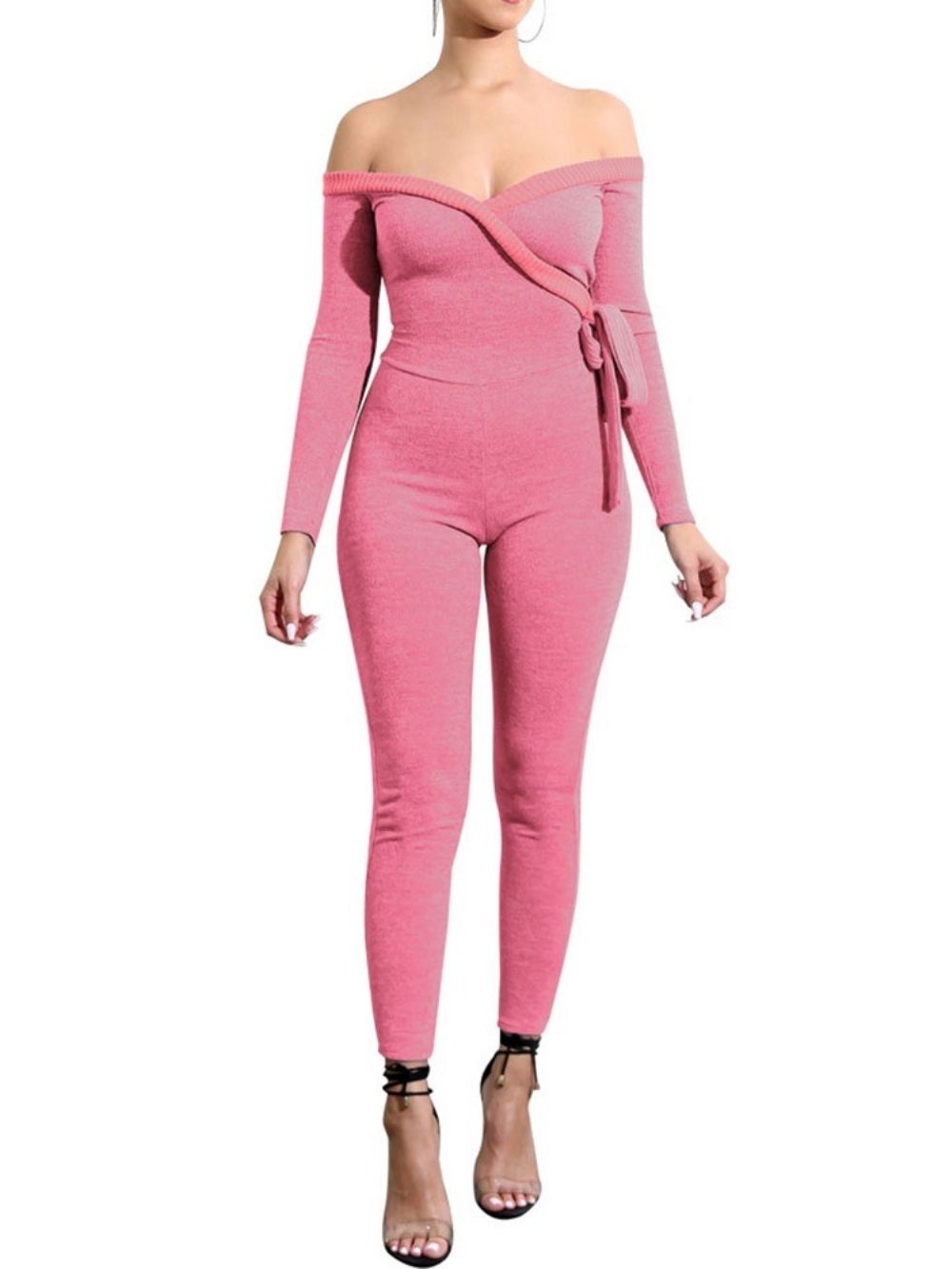 Sexy Effen Skinny Jumpsuit Met Veters