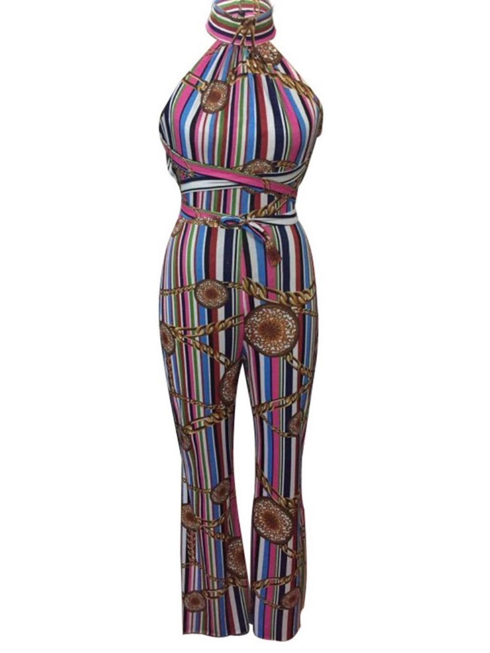 Sexy Rechte Rechte Slanke Jumpsuit Met Geometrische Print