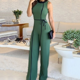 Slanke Jumpsuit Met Kleurvlakken En Veters