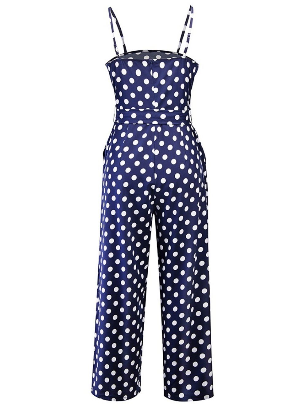 Smalle Jumpsuit Met Wijde Pijpen En Riem Met Stippen