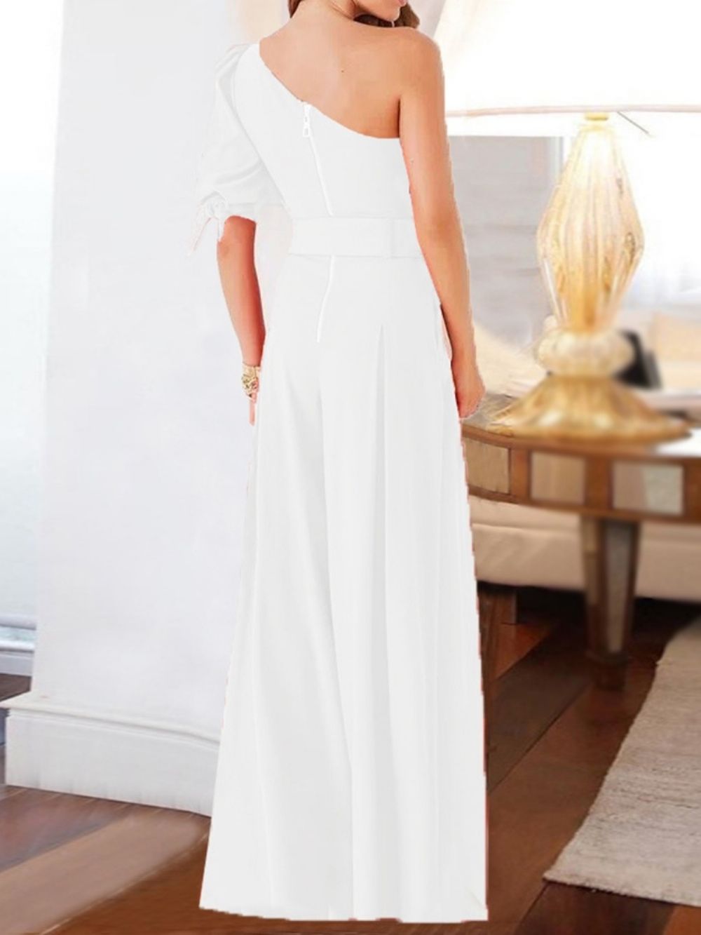 Volledige Lengte Effen Hoge Taille Mode Losse Jumpsuit