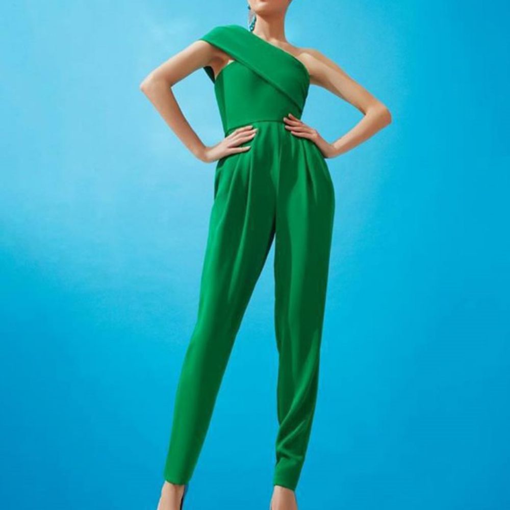 Volledige Lengte Effen Kantoor Dame Slanke Mid Waist Jumpsuit