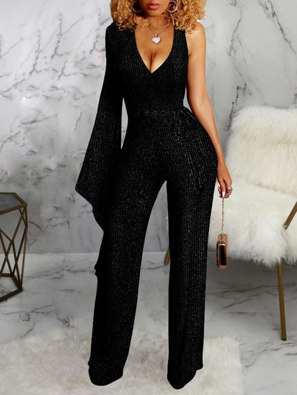 Volledige Lengte Effen Sexy Slanke Mid Waist Dames Jumpsuit