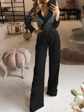 Volledige Lengte Patchwork Mode Losse Mid Waist Jumpsuit