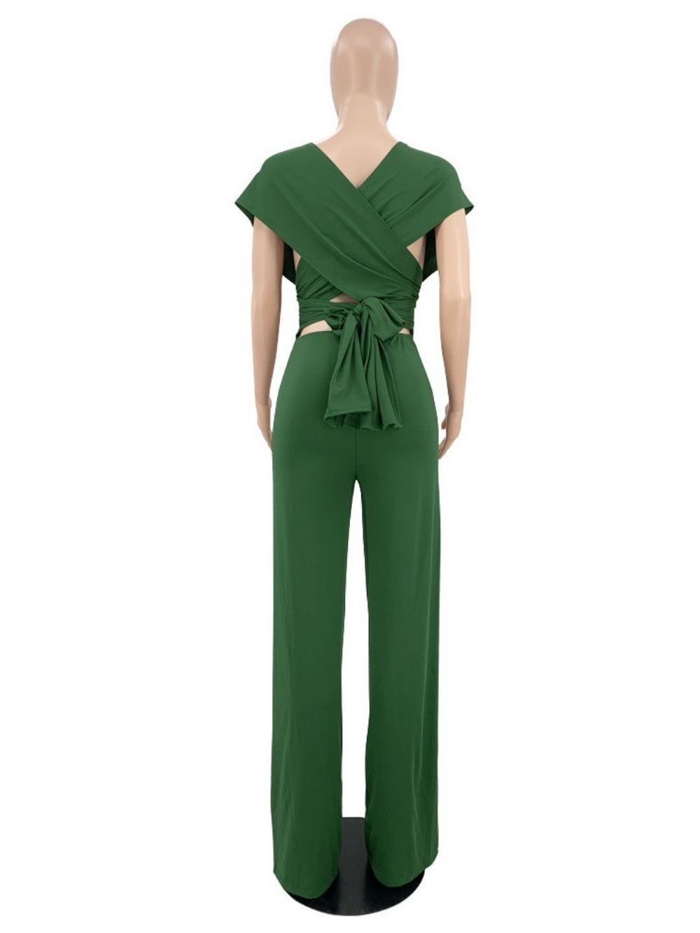 Westerse Rechte Jumpsuit Met Veters Over De Volledige Lengte En Hoge Taille