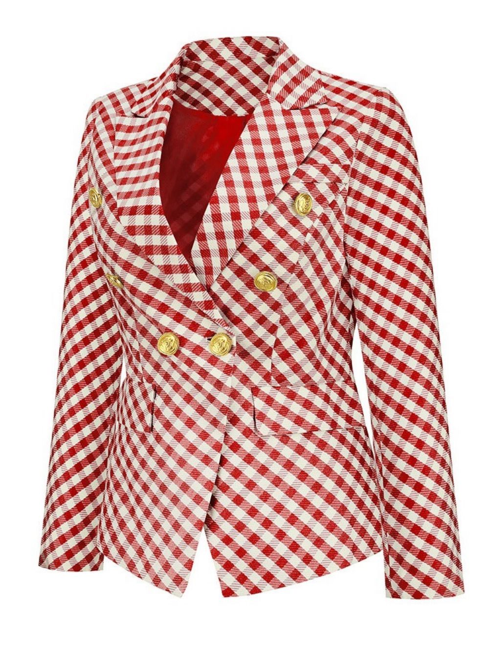 Double-Breasted Getande Revers Houndstooth Herfst Regular Casual Blazer