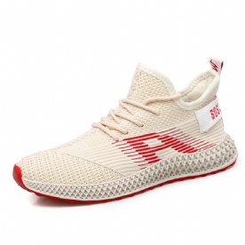 Herensneakers Met Mesh Letter En Veters