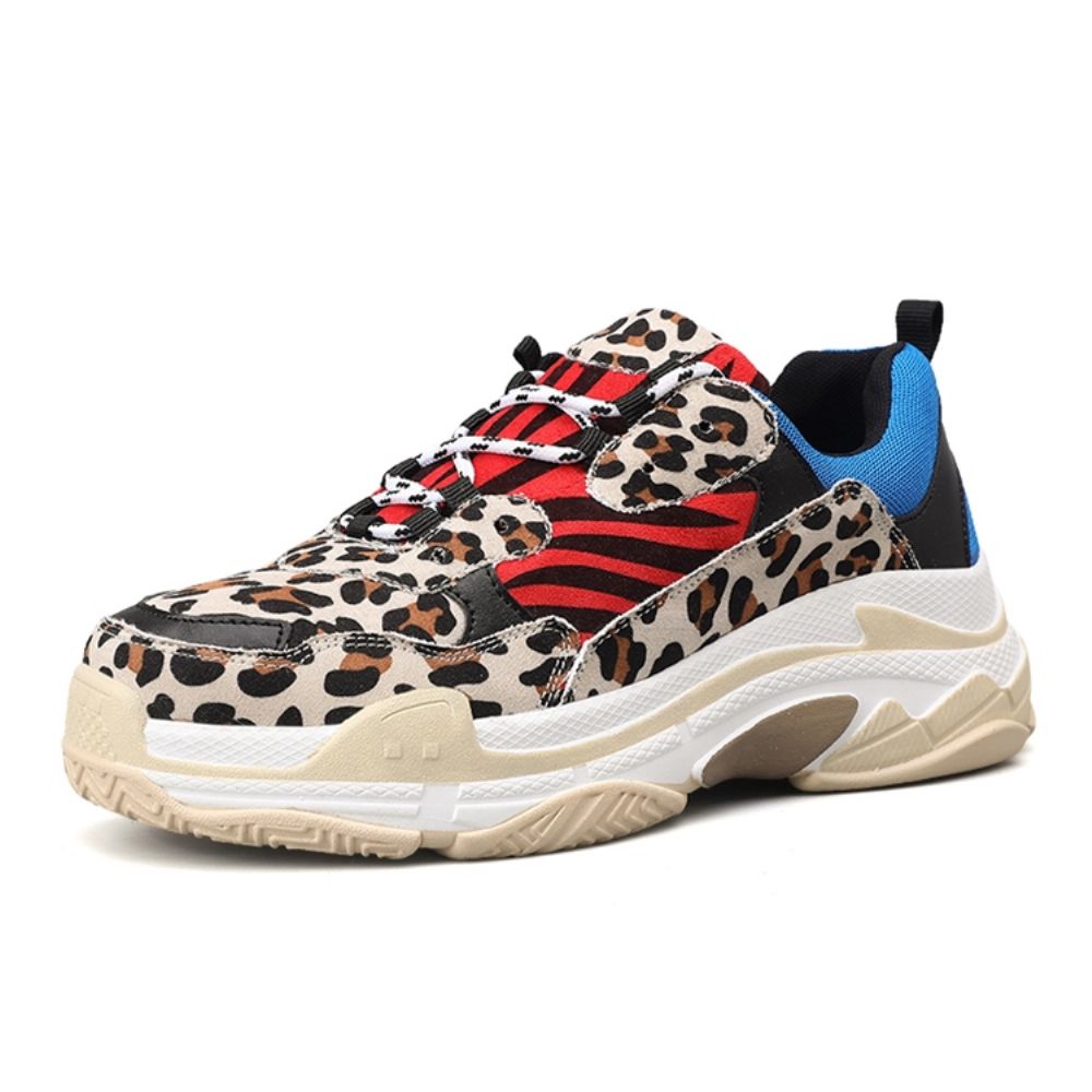 Lage Herensneakers Met Veters En Luipaardprint