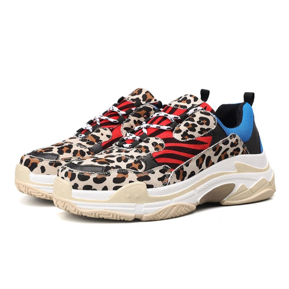 Lage Herensneakers Met Veters En Luipaardprint