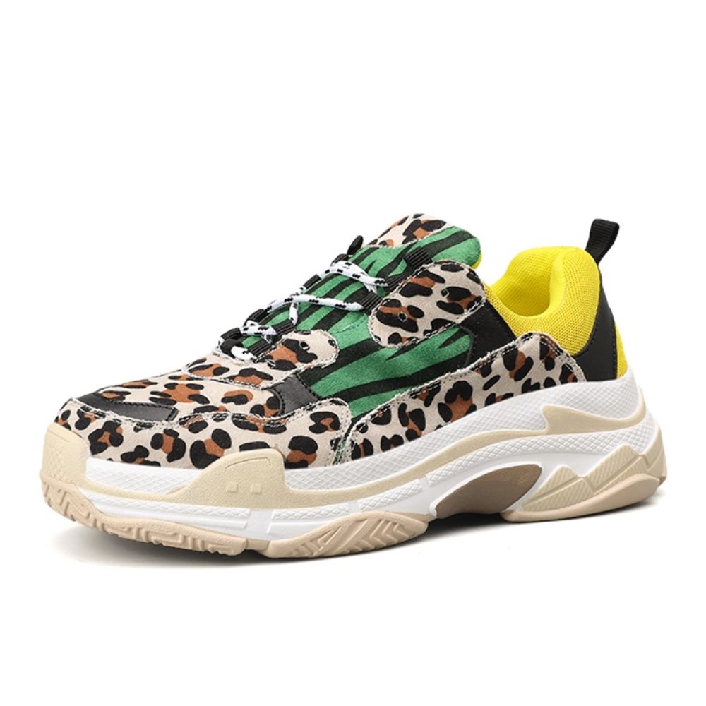 Lage Herensneakers Met Veters En Luipaardprint