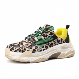 Lage Herensneakers Met Veters En Luipaardprint