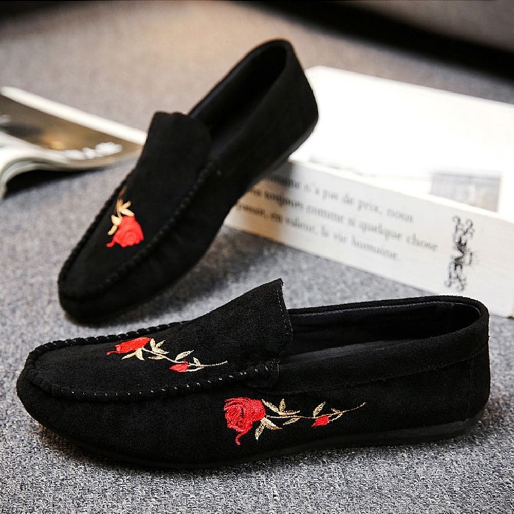 Bloemen Slip-On Platte Hak Katoen Dunne Schoenen Heren Oxfords