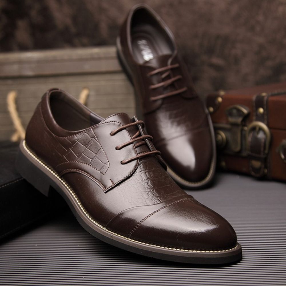 Croco Point Toe Oxford-Schoenen Heren