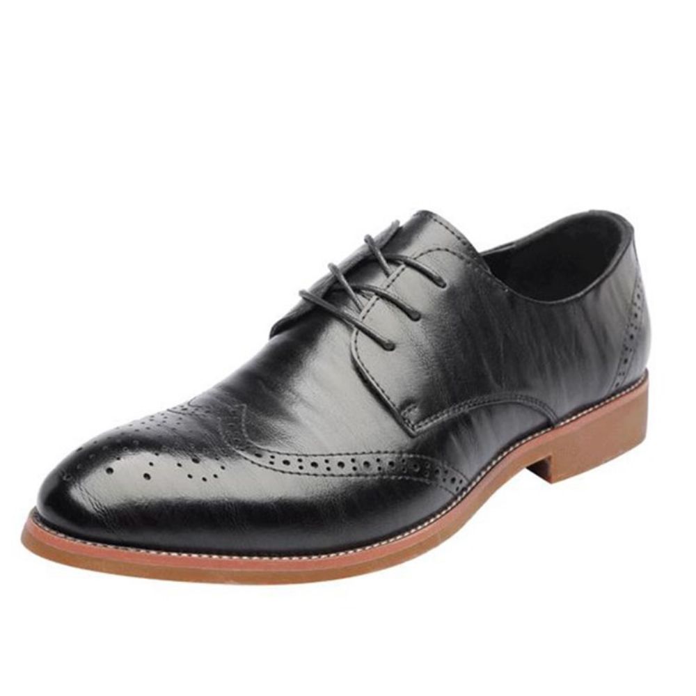 Heren Oxfords Met Effen Holle Ronde Neus En Veters