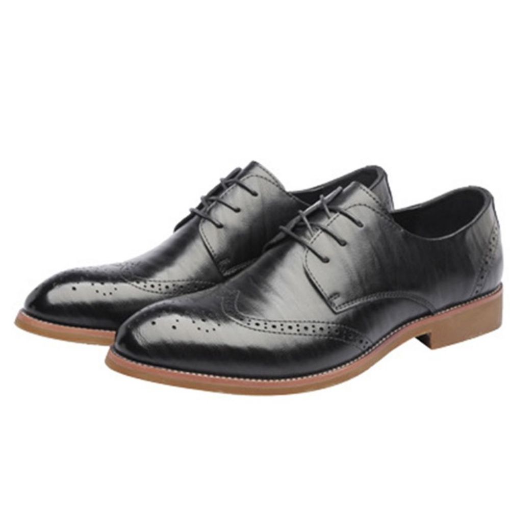 Heren Oxfords Met Effen Holle Ronde Neus En Veters