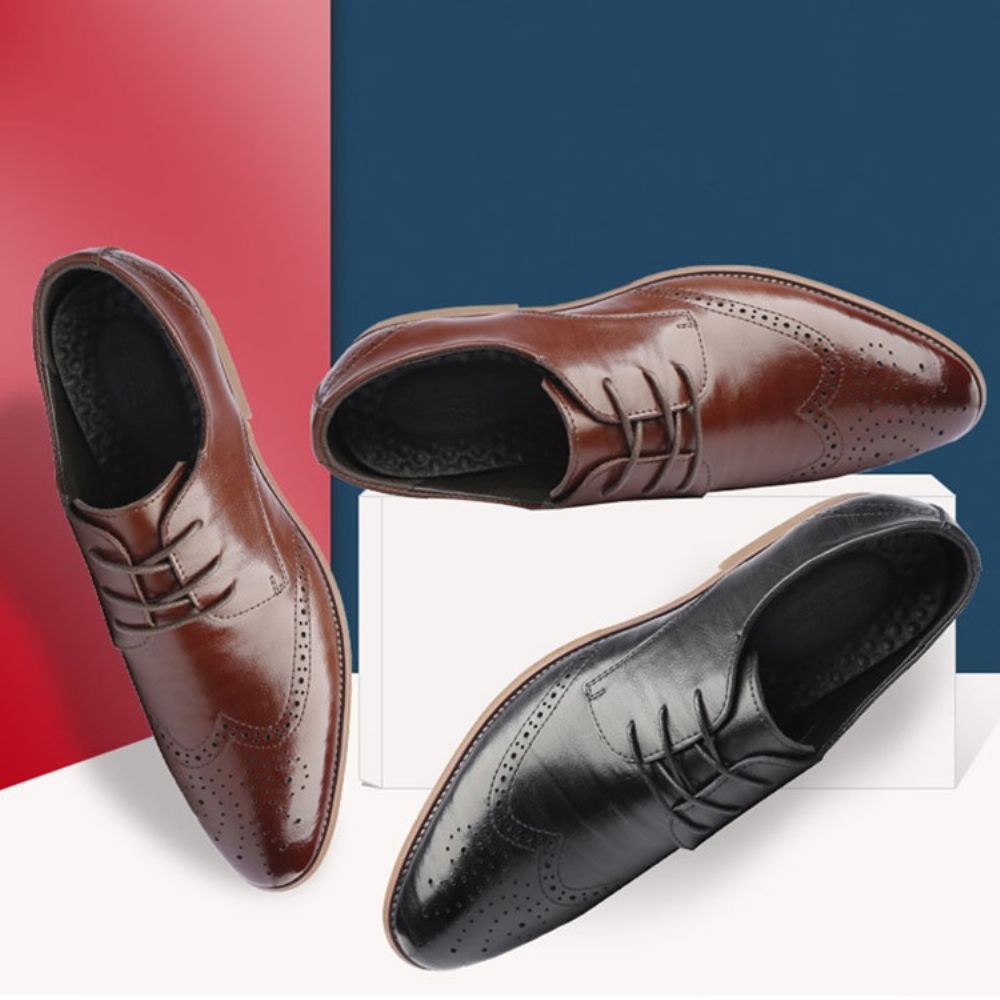 Heren Oxfords Met Effen Holle Ronde Neus En Veters