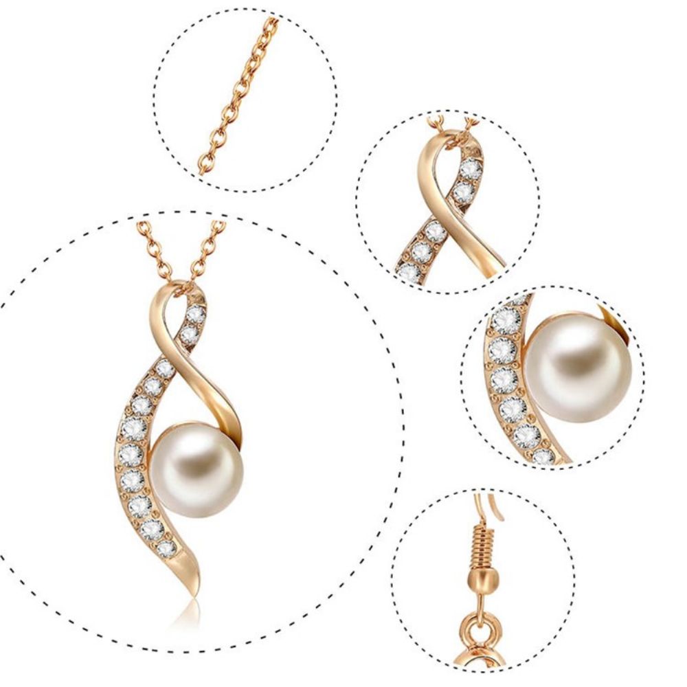 Pearl Diamante Sieradenset Dames