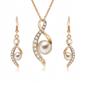 Pearl Diamante Sieradenset Dames