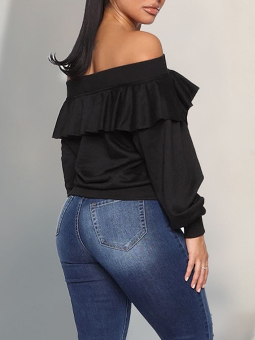 Effen Falbala Off-Shoulder Herfsthoodie