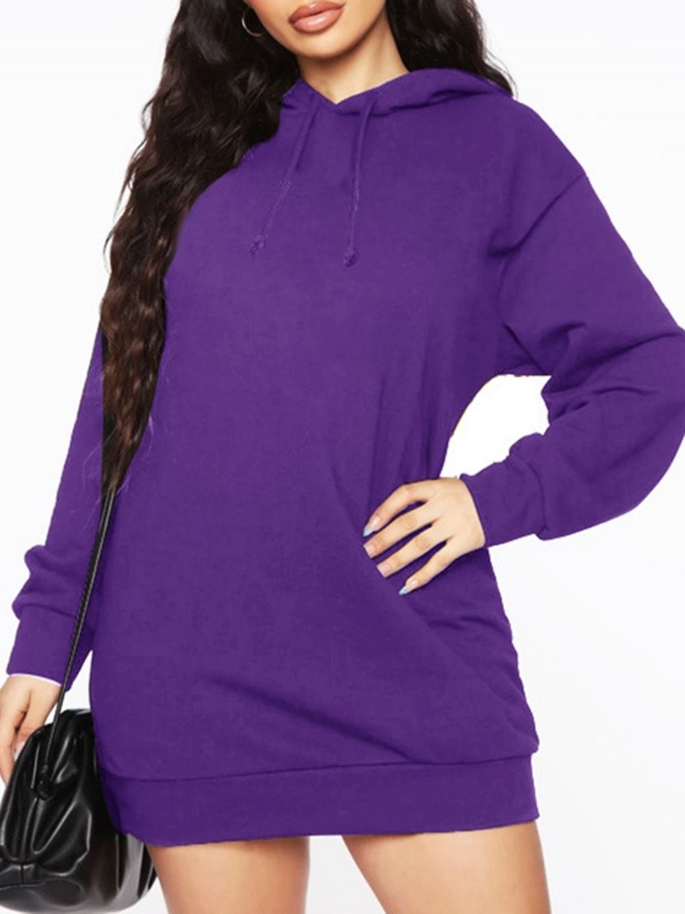 Effen Halflange Regular Hoodie Met Lange Mouwen