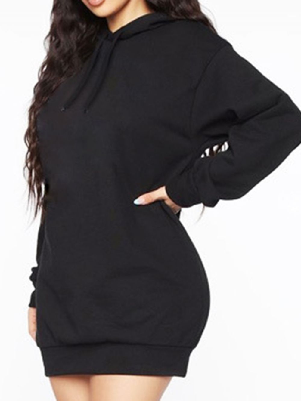 Effen Halflange Regular Hoodie Met Lange Mouwen