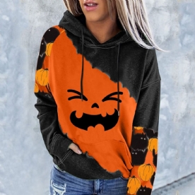 Halloween-Kleurenblokprint Met Raglanmouwen En Winterhoodie Met Lange Mouwen