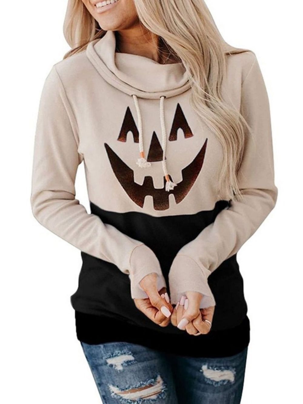 Halloween-Print Cartoon Fleece Hoodie Met Lange Mouwen