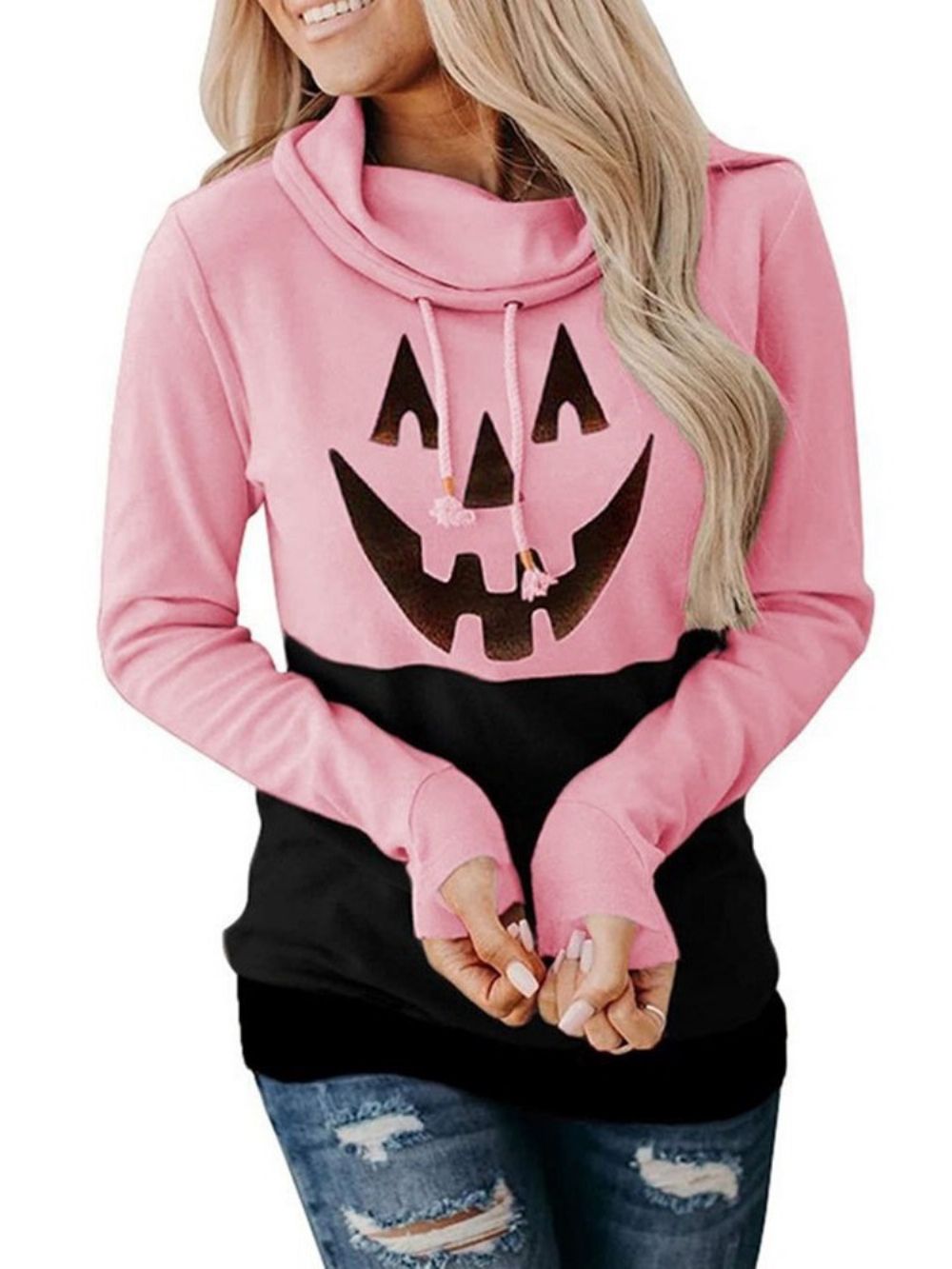 Halloween-Print Cartoon Fleece Hoodie Met Lange Mouwen