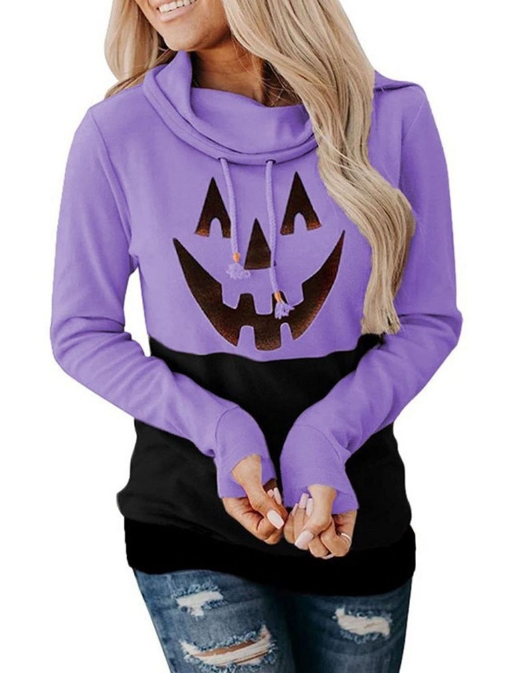 Halloween-Print Cartoon Fleece Hoodie Met Lange Mouwen