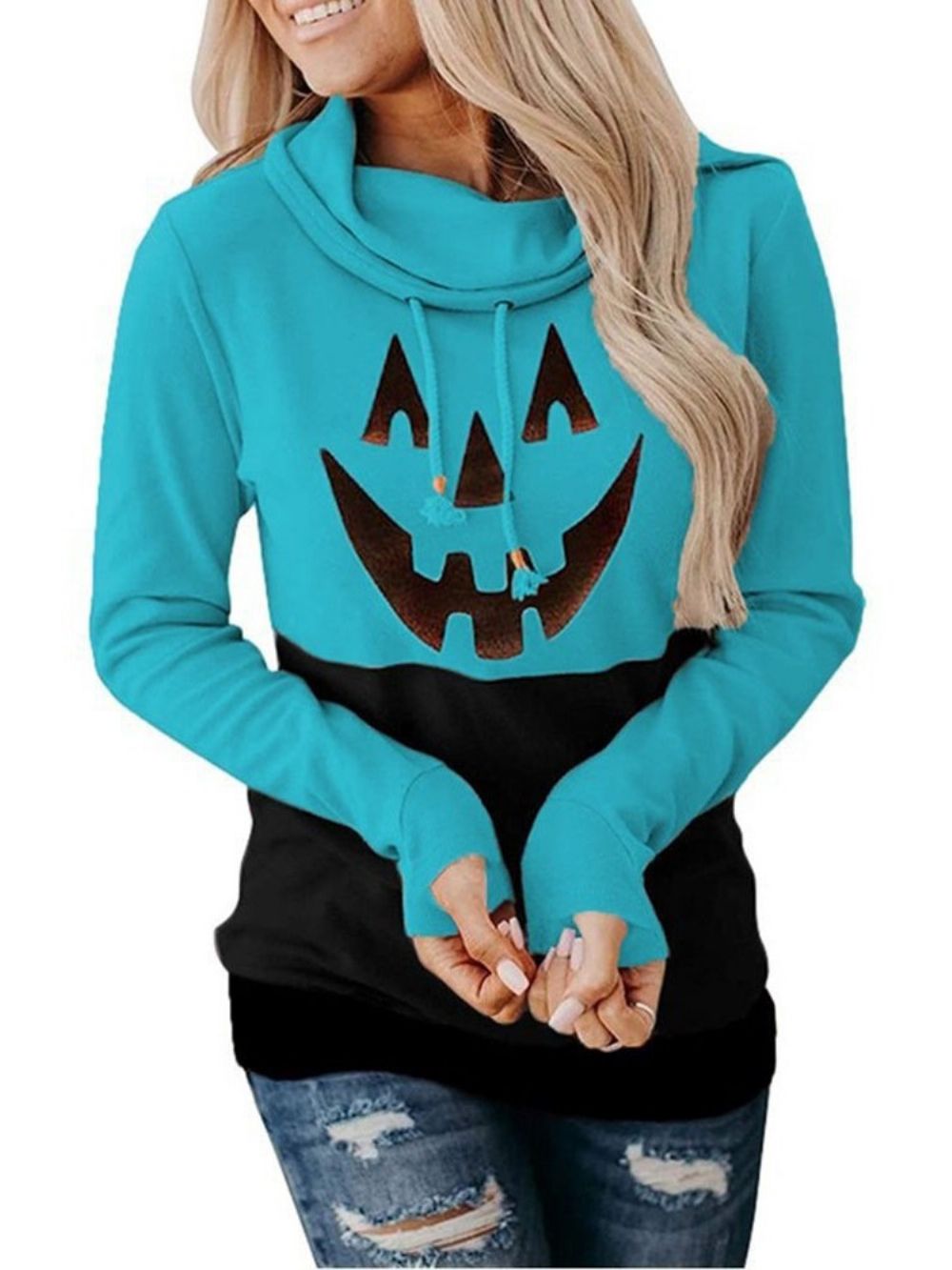 Halloween-Print Cartoon Fleece Hoodie Met Lange Mouwen