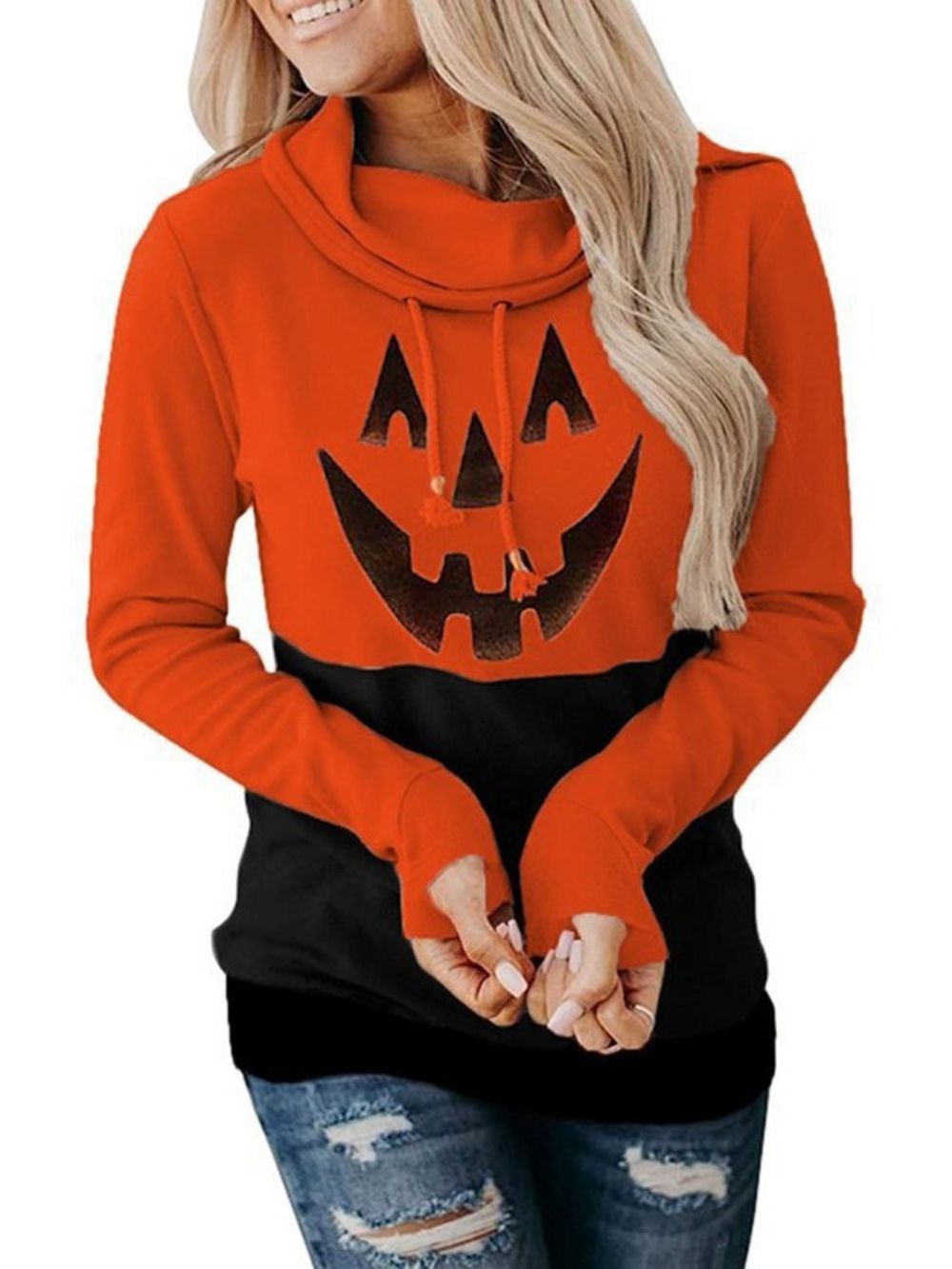 Halloween-Print Cartoon Fleece Hoodie Met Lange Mouwen