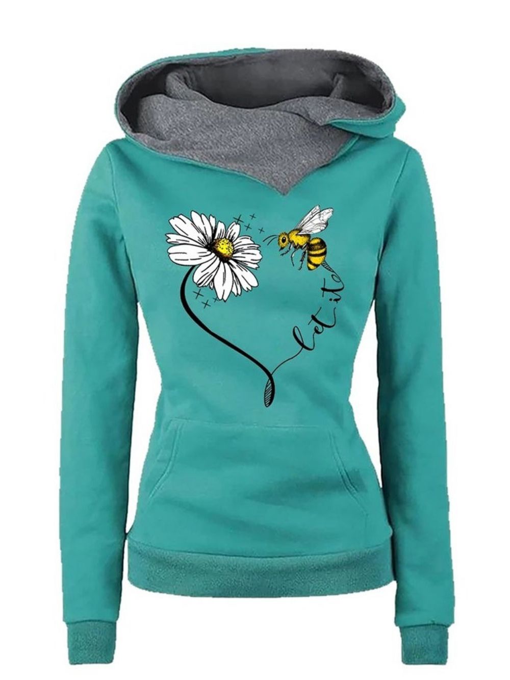 Herfst Hoodie Met Lange Mouwen En Normale Print