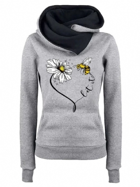 Herfst Hoodie Met Lange Mouwen En Normale Print