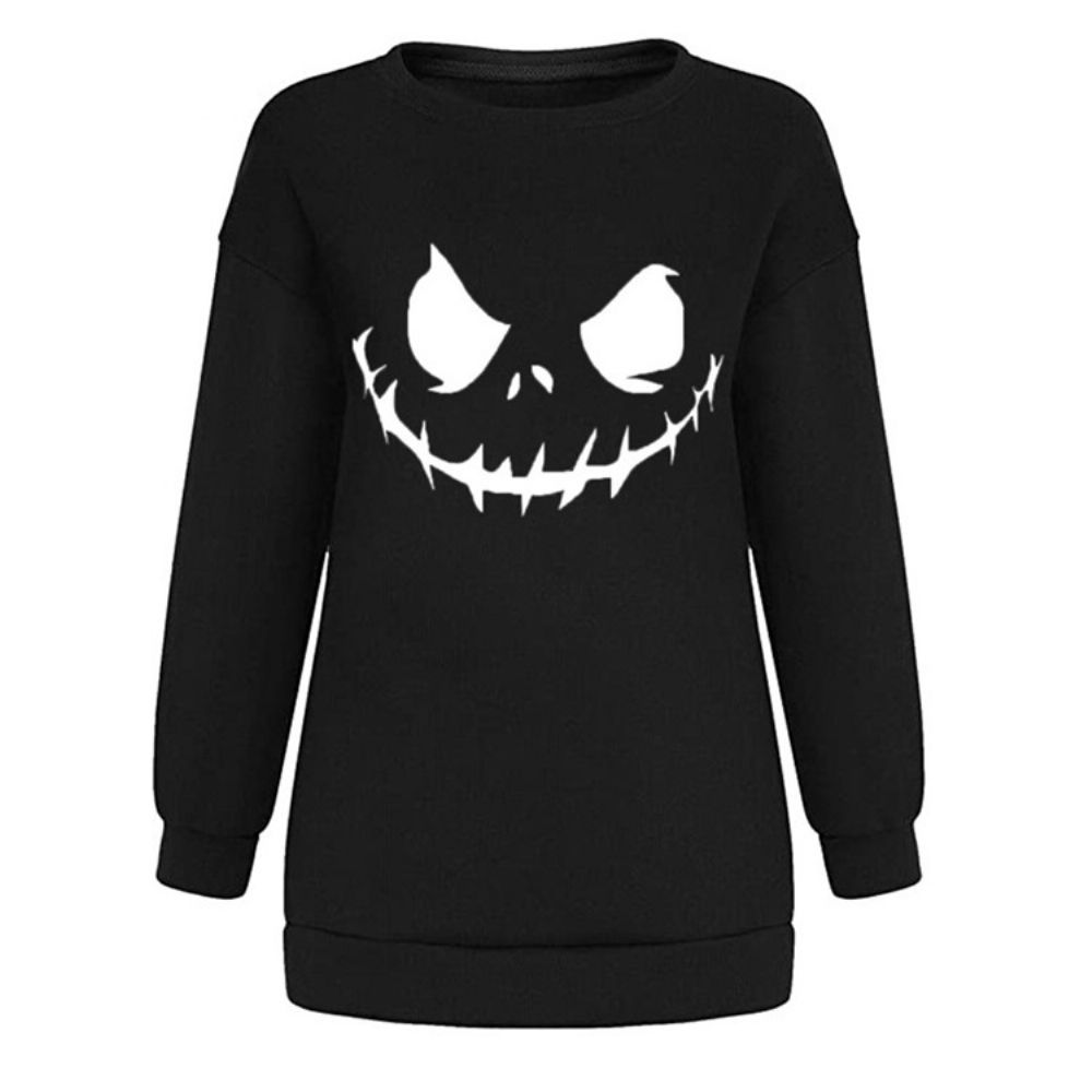 Herfst Hoodie Met Ronde Hals En Halloween-Print