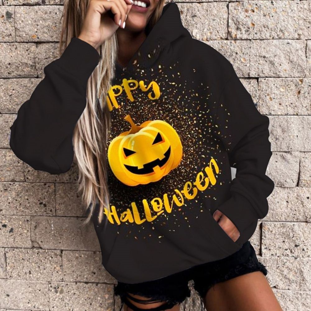 Hoodie Met Lange Mouwen En Capuchon Met Halloween-Letterprint