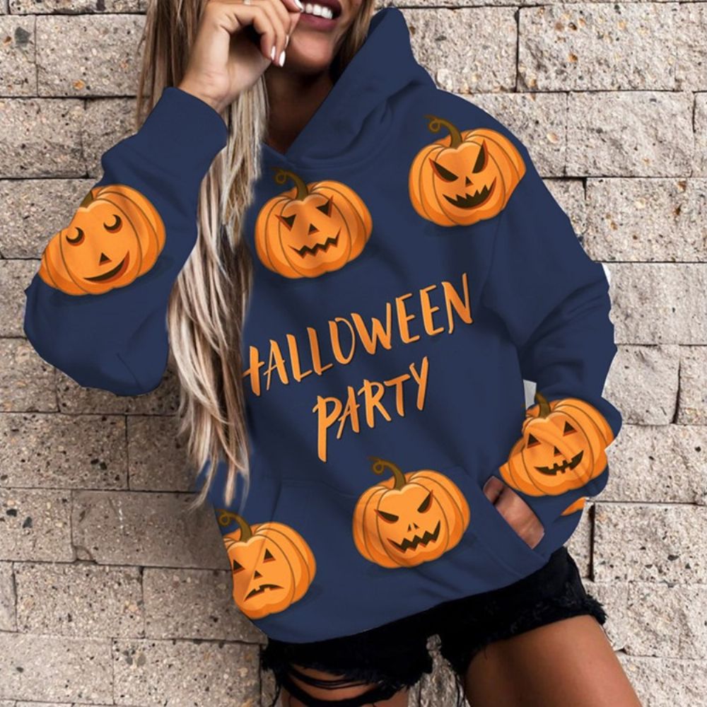 Hoodie Met Lange Mouwen En Capuchon Met Halloween-Letterprint