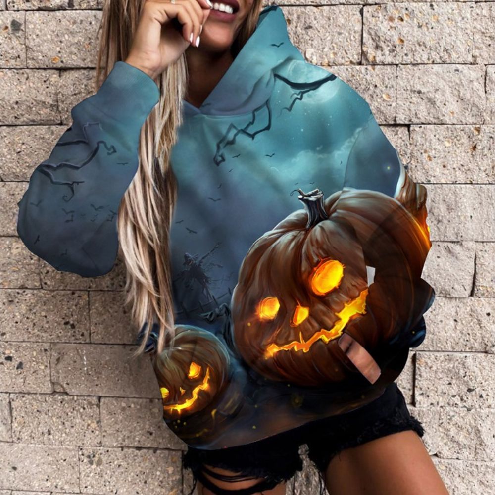 Hoodie Met Lange Mouwen En Capuchon Met Halloween-Letterprint